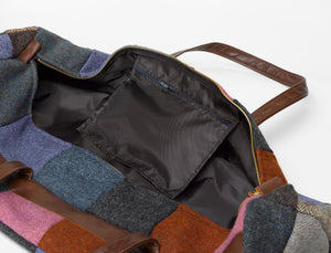 Harris Tweed 100% Pure New Wool Patchwork Bag with Leather Handle (3 Sizes)