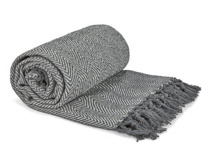 Recycled Cotton Herringbone Throw (5 Colours)