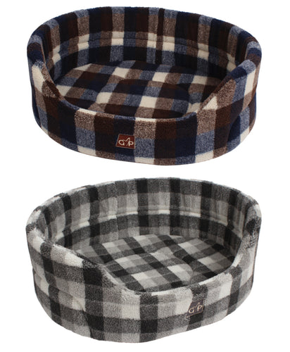 Gor Pets Highland Premium Oval Checked Pet Bed (Various Sizes & Colours)