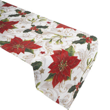 Load image into Gallery viewer, Holly Poinsettia Christmas Table Runner (2 Sizes)