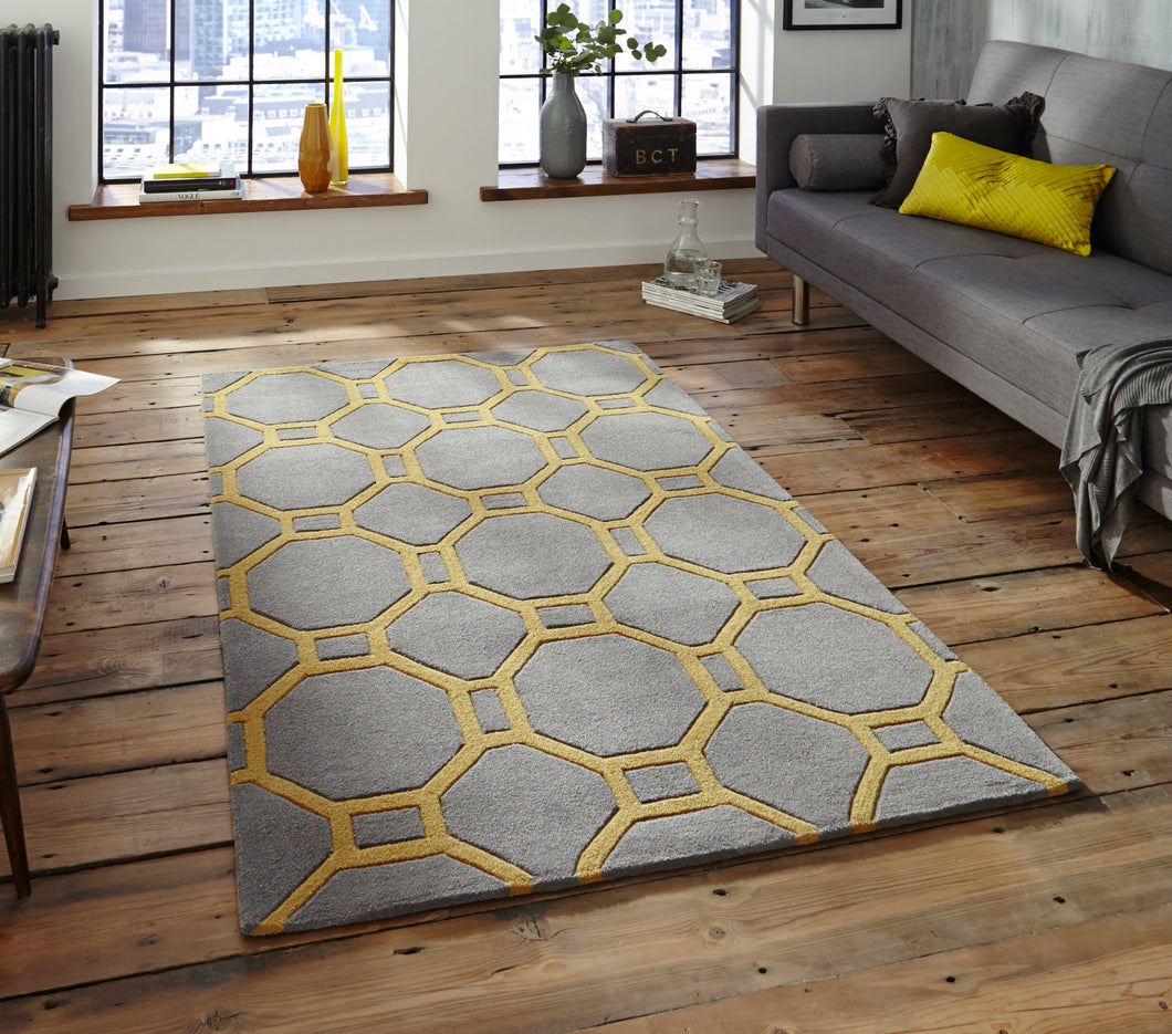 Hong Kong Hand Tufted Geometric Octagon Rug (Various Sizes & Colours)
