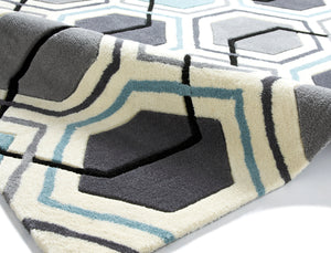 Hong Kong Hand Tufted Geometric Hexagon Rug (Various Sizes & Colours)