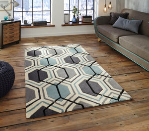 Hong Kong Hand Tufted Geometric Hexagon Rug (Various Sizes & Colours)