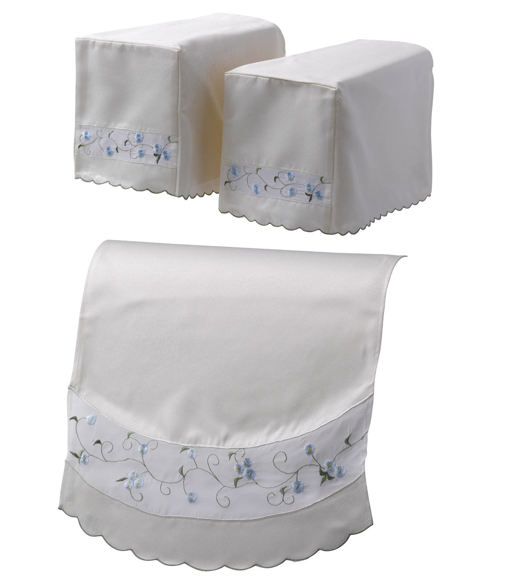 Isabelle Floral Square Arm Cap Pair & Chair Back Set (Blue or Pink)