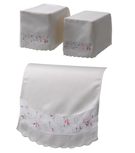 Isabelle Floral Square Arm Cap Pair & Chair Back Set (Blue or Pink)