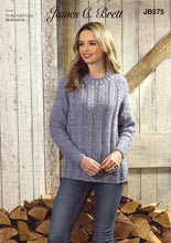 Load image into Gallery viewer, James Brett Aran Knitting Pattern Women’s Sweater (JB575)