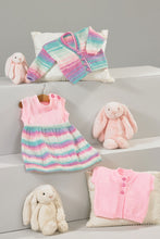 Load image into Gallery viewer, James Brett Double Knitting Pattern - Baby Dress,Waistcoat &amp; Cardigan (JB882)