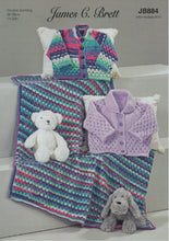 Load image into Gallery viewer, James Brett DK Knitting Pattern - Baby Cardigans &amp; Blanket (JB884)