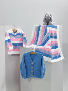 James Brett Intermediate Knitting Pattern Child’s Sweater Cardigan & Blanket (JB886)