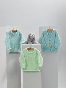 James Brett Intermediate Knitting Pattern Baby Sweater & Cardigan JB887