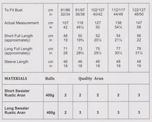 Load image into Gallery viewer, James Brett Aran Knitting Pattern Ladies Short or Long Roll Neck Sweaters JB893