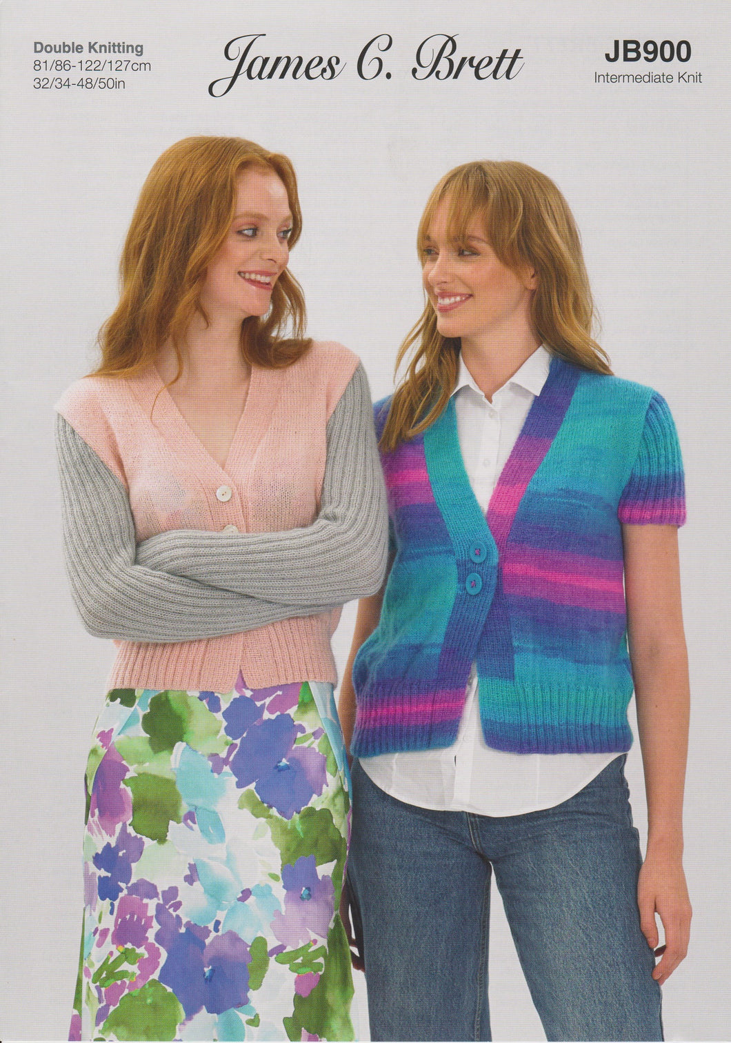 James Brett Double Knitting Pattern Ladies Short or Long Sleeve Cardigan JB900