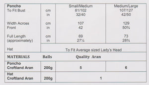 James Brett Aran Knitting Pattern Women’s Poncho & Hat (JB913)