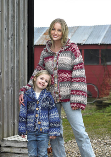 James Brett Aran Knitting Pattern Women & Kids Cardigans (JB918)