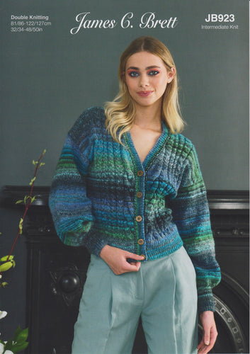 James Brett Double Knit Knitting Pattern Ladies Cardigan (JB923)