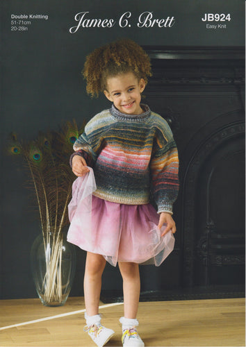 James Brett Double Knit Knitting Pattern Girls Sweater Jumper (JB924)