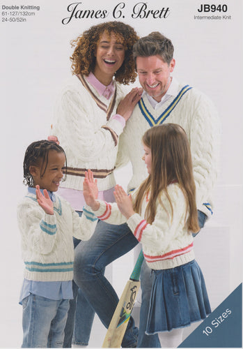 James Brett Double Knitting Pattern Sweaters for Men, Women & Kids (JB940)