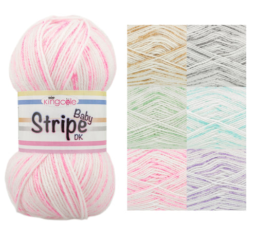 King Cole Baby Stripe DK Double Knit Yarn 100g Ball (6 Shades)
