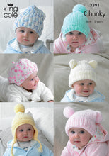 Load image into Gallery viewer, King Cole Chunky Knitting Pattern – Babies Hats 3391