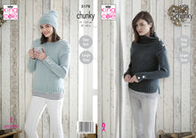 Load image into Gallery viewer, King Cole Chunky Knitting Pattern - Ladies Sweaters &amp; Hat (5178)