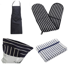 Load image into Gallery viewer, 4 Piece 100% Cotton Kitchen / BBQ Linen Set - Navy Blue (Various Options)