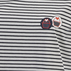 Ladies Striped Cupcake Detail Pyjamas S - XL (Navy Blue or Red)