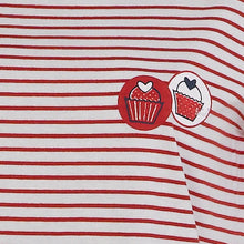 Load image into Gallery viewer, Ladies Striped Cupcake Detail Pyjamas S - XL (Navy Blue or Red)
