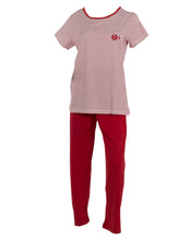 Load image into Gallery viewer, Ladies Striped Cupcake Detail Pyjamas S - XL (Navy Blue or Red)