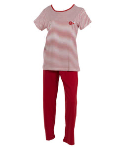 Ladies Striped Cupcake Detail Pyjamas S - XL (Navy Blue or Red)