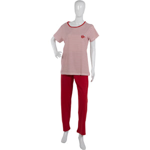 Ladies Striped Cupcake Detail Pyjamas S - XL (Navy Blue or Red)