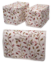 Load image into Gallery viewer, Jacquard Leaf Arm Caps &amp; Chair Back Set with Lace Trim (Beige)