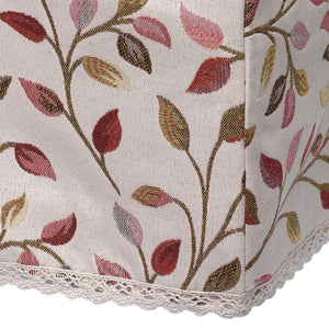 Jacquard Leaf Pattern Arm Caps or Chair Back with Lace Trim (Beige)