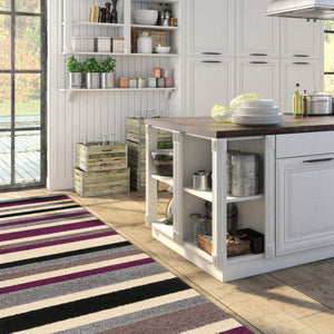 Linea Striped Machine Washable Rug or Runner 2 Colours