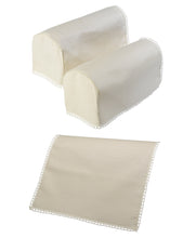 Load image into Gallery viewer, Linen Mix Arm Caps &amp; Chairback or Settee Back Set with Lace Trim