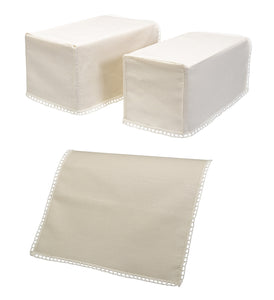 Linen Mix Arm Caps & Chairback or Settee Back Set with Lace Trim