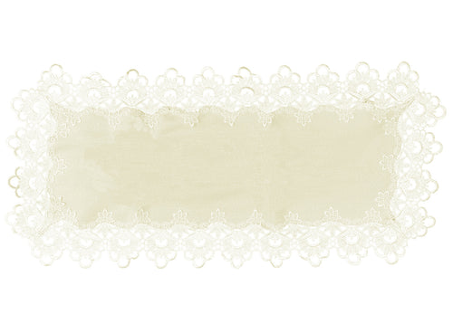 Lucinda Runner with Lace Effect Edge (Cream)