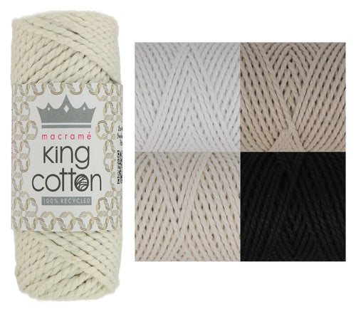 Macrame King Cotton 3mm Cord 200g (4 Colours)