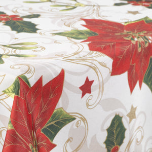 Holly Poinsettia Christmas Table Cloth (4 Sizes)