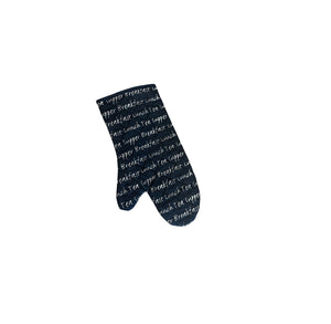 Mealtime Script Quilted Cotton Gauntlet, Pair of Gauntlets or Double Oven Glove