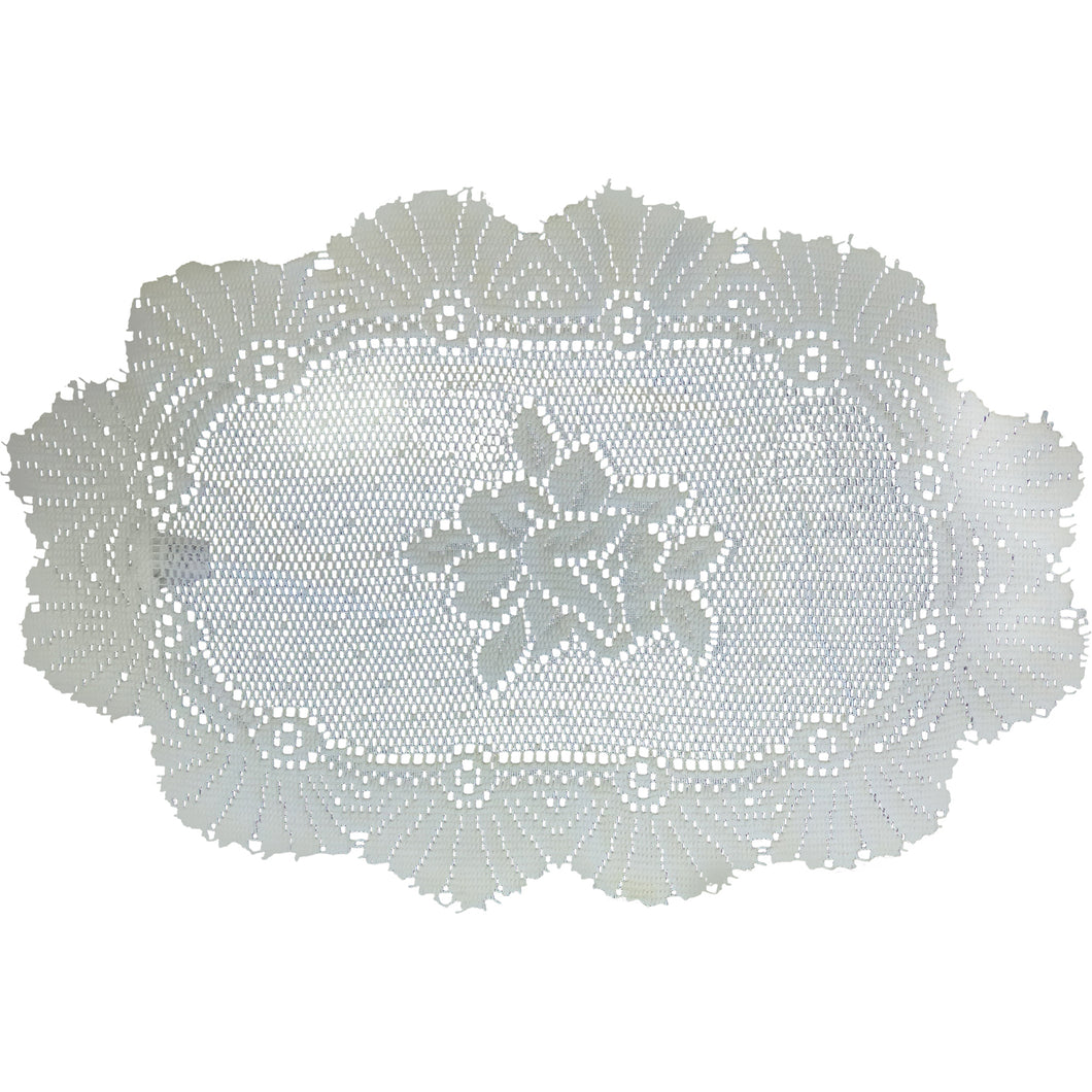 Monica Lace Runner/Tray Cloth - 12 x 18 Oval (Cream or White)