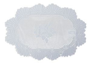 Monica Lace Runner/Tray Cloth - 12 x 18 Oval (Cream or White)