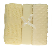 Load image into Gallery viewer, 3 Piece Moses Basket or Pram Set - Blankets &amp; Fitted Sheet (Various Colours)