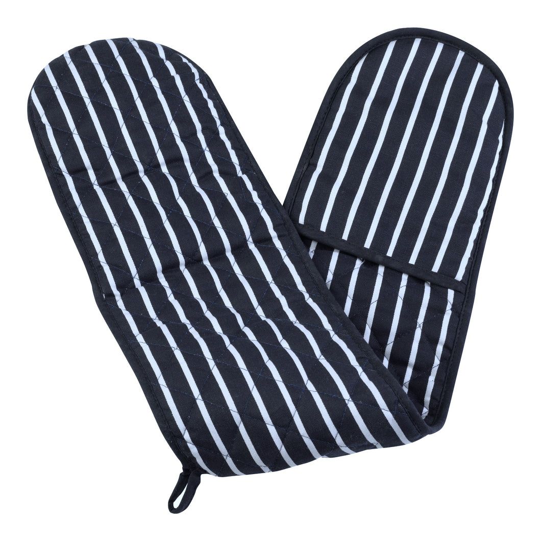 Striped Double Oven Glove or Gauntlet (Navy)