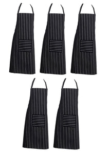 Navy Butchers Striped Polyester Apron With Pocket (Pack of 1 or 5)