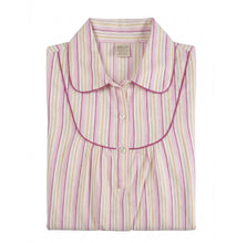 Load image into Gallery viewer, Slenderella Ladies Striped Cotton Long Sleeved Nightshirt with Collar Pink / Size UK 12-14