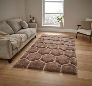 Noble House 3D Honeycomb / Hexagon Design Shaggy Rug (Various Colours)