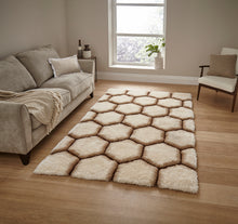 Load image into Gallery viewer, Noble House 3D Honeycomb / Hexagon Design Shaggy Rug (Various Colours)