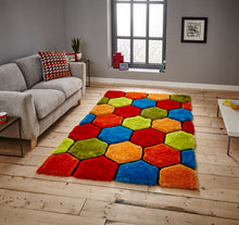 Load image into Gallery viewer, Noble House 3D Honeycomb / Hexagon Design Shaggy Rug (Various Colours)