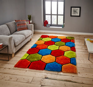 Noble House 3D Honeycomb / Hexagon Design Shaggy Rug (Various Colours)