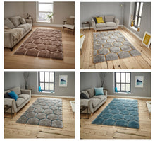Load image into Gallery viewer, Noble House 3D Honeycomb / Hexagon Design Shaggy Rug (Various Colours)